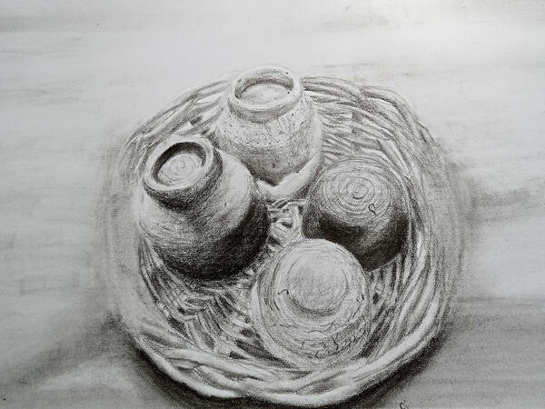 Pots - Charcoal on Paper