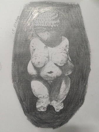 Venus Of Willendorf - Pencil on Paper